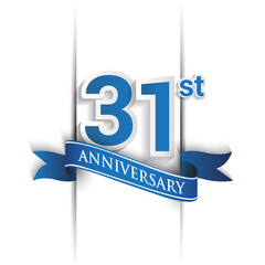 31st years anniversary logo, blue colored vector design on white background. template for Poster or brochure and invitation card.