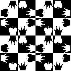 Seamless pattern with Chess figures. Endless background. Vector illustration.