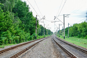 Fototapeta na wymiar Railway over the horizon in Ukraine