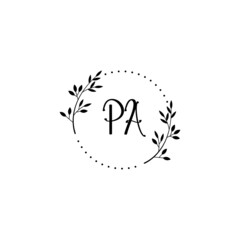 Initial PA Handwriting, Wedding Monogram Logo Design, Modern Minimalistic and Floral templates for Invitation cards	
