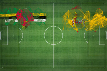 Dominica vs Spain Soccer Match, national colors, national flags, soccer field, football game, Copy...