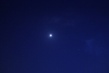 Fototapeta na wymiar blue sky background at night with full moon