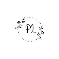 Initial PL Handwriting, Wedding Monogram Logo Design, Modern Minimalistic and Floral templates for Invitation cards	