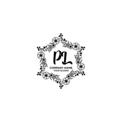 Initial PL Handwriting, Wedding Monogram Logo Design, Modern Minimalistic and Floral templates for Invitation cards	