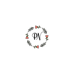 Fototapeta na wymiar Initial PN Handwriting, Wedding Monogram Logo Design, Modern Minimalistic and Floral templates for Invitation cards 