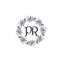 Initial PR Handwriting, Wedding Monogram Logo Design, Modern Minimalistic and Floral templates for Invitation cards	