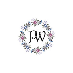 Initial PW Handwriting, Wedding Monogram Logo Design, Modern Minimalistic and Floral templates for Invitation cards	