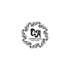 Initial QA Handwriting, Wedding Monogram Logo Design, Modern Minimalistic and Floral templates for Invitation cards	