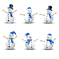 Snowman Collection. Snowman set isolated on white background