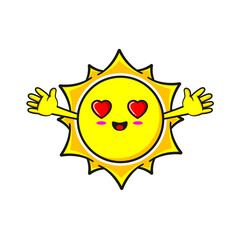 cute sun hugging vector illustration