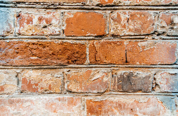 cypress wall texture pattern red cypress blocks, close-up, old dilapidated wall.
