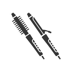 Curling iron glyph single isolated vector icon. Home appliances and electronics illustration on white background