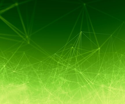 Abstract background with triangular cells for design. Bright green digital illustration with polygons on a vivid gradient background as Square Web Banner. Concept for eco intelligence network. - Powered by Adobe