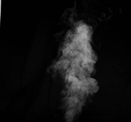 White smoke on black background. Abstract background, design element, for overlay on pictures
