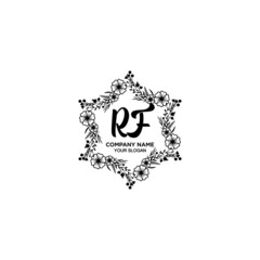 Initial RF Handwriting, Wedding Monogram Logo Design, Modern Minimalistic and Floral templates for Invitation cards	