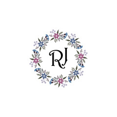 Initial RJ Handwriting, Wedding Monogram Logo Design, Modern Minimalistic and Floral templates for Invitation cards	