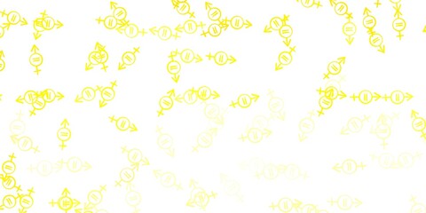 Light Yellow vector pattern with feminism elements.