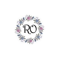 Initial RO Handwriting, Wedding Monogram Logo Design, Modern Minimalistic and Floral templates for Invitation cards	