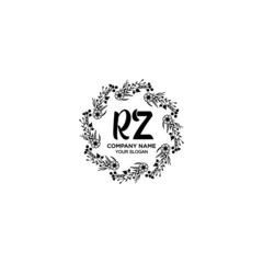 Initial RZ Handwriting, Wedding Monogram Logo Design, Modern Minimalistic and Floral templates for Invitation cards	