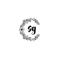 Initial SG Handwriting, Wedding Monogram Logo Design, Modern Minimalistic and Floral templates for Invitation cards	