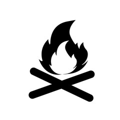 Black isolated icon of bonfire, flame on white background.