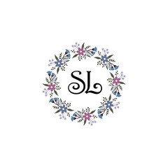 Initial SL Handwriting, Wedding Monogram Logo Design, Modern Minimalistic and Floral templates for Invitation cards	
