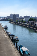 Obraz premium 南港通りから敷津運河と住之江市街地