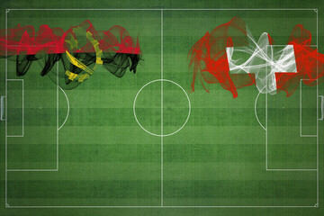 Angola vs Switzerland Soccer Match, national colors, national flags, soccer field, football game,...