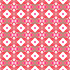 Tribal Art Medallion. Orange, Red, Pink Fabric. 