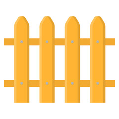 Wooden fence isolated on white background. Gardening decor. Vector illustration in cartoon style for your design.