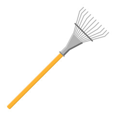 Cartoon rake icon isolated on white background. Gardening tool. Vector illustration in cartoon style for your design.