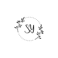Initial SY Handwriting, Wedding Monogram Logo Design, Modern Minimalistic and Floral templates for Invitation cards	