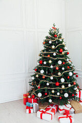 New Year's Home Christmas Tree with gifts decor holiday postcard