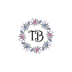 Initial TB Handwriting, Wedding Monogram Logo Design, Modern Minimalistic and Floral templates for Invitation cards	