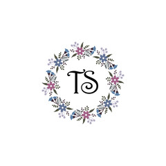 Initial TS Handwriting, Wedding Monogram Logo Design, Modern Minimalistic and Floral templates for Invitation cards	