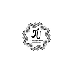 Initial TU Handwriting, Wedding Monogram Logo Design, Modern Minimalistic and Floral templates for Invitation cards	