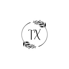 Initial TX Handwriting, Wedding Monogram Logo Design, Modern Minimalistic and Floral templates for Invitation cards	