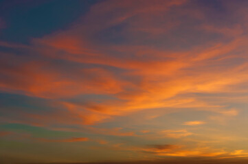 Fototapeta na wymiar Dramatic red cloudscape at sunset. Natural background.
