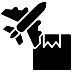 
A package attacked with an aeroplane showing concept of ship by air 
