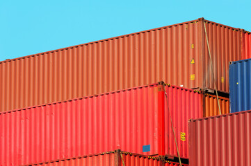 Lots of Colorful Cargo Containers. Industrial Background.