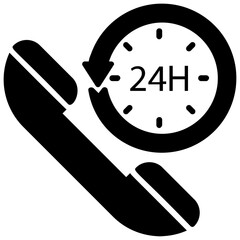 
Receiver and clock with 24 H stamp, icon to illustrate 27-7 support 
