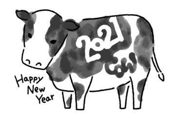 2021年丑年の年賀状・New Year's card