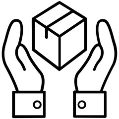 
Hands guarding a package to symbolize safely delivered icon 
