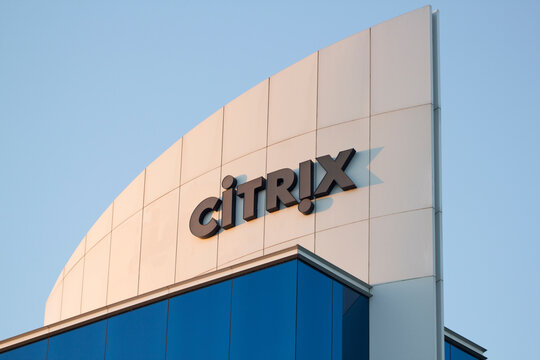 Santa Clara, CA, USA - Feb 7, 2020: The Citrix logo seen at the American multinational software company Citrix Systems, Inc.'s Santa Clara campus.
