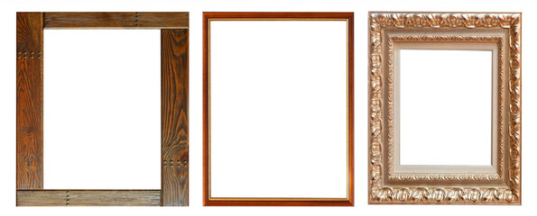 Frames picture baguettes isolated on white background set.