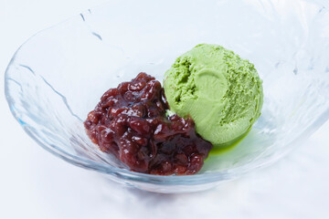 抹茶アイスと餡子