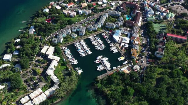 Marina Pointe du Bout near luxurious resorts Martinique aerial view