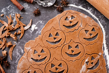 Process of homemade baking festive halloween cookies