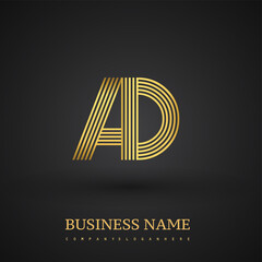 Letter AD linked logo design. Elegant golden colored symbol for your business or company identity.