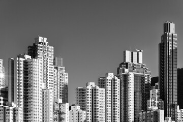 Obraz premium High rise residential building in downtown district of Hong Kong city